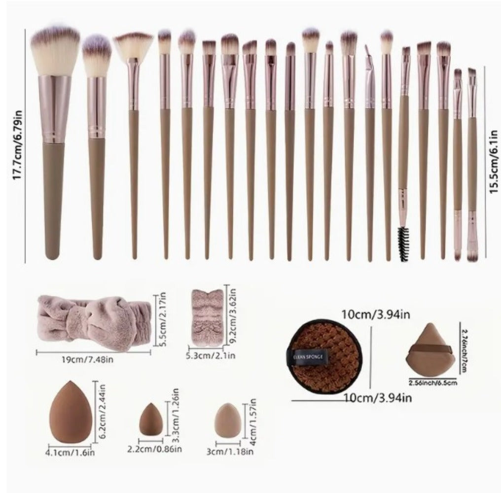 Makeup Brush Set, 56-Piece Polyester Bristle Collection with Wood Handles in Beige, Pink or Brown Color Options — image 12