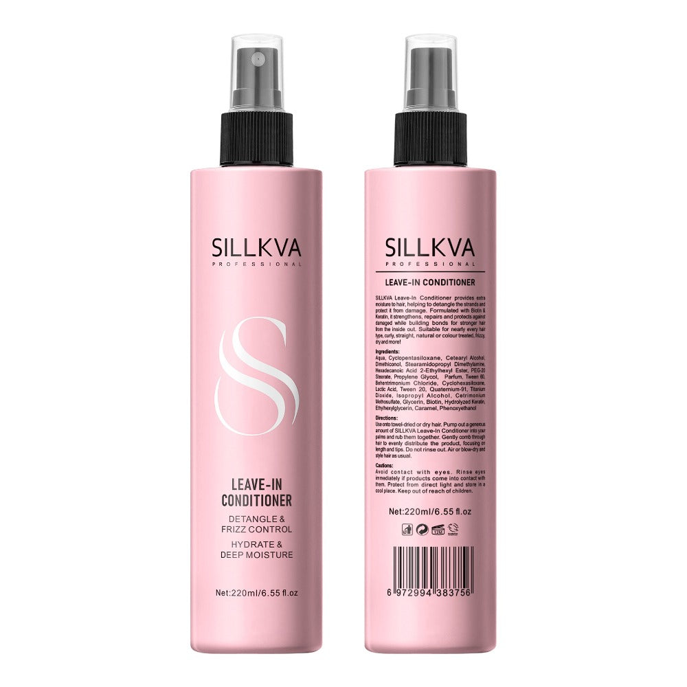 Leave-In Conditioner Spray & Detangling Hair Brush Set - Anti Frizz Smoothing Glycerin Formula for Home, Travel and Salon Hai
