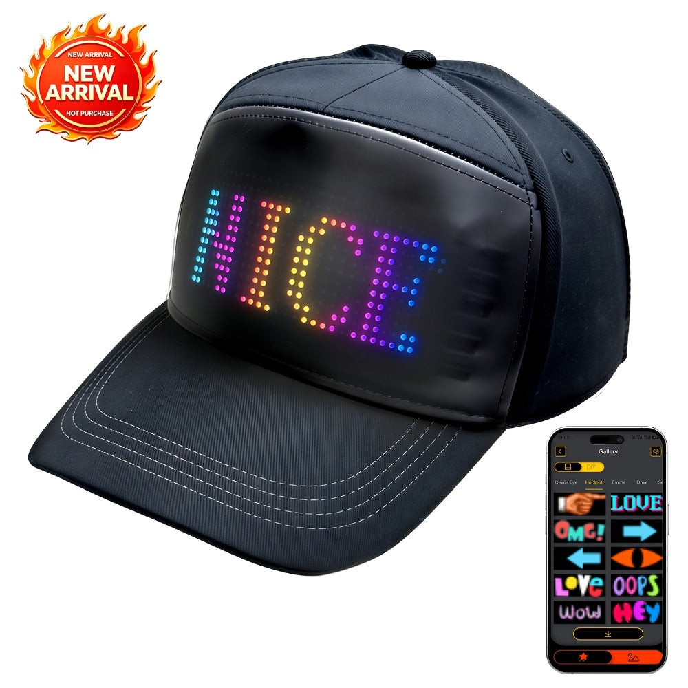 LED Party Hat App Controlled Programmable Light Up Hat, Custom Text Music Images for Rave Club Dance Halloween 4th of July Fe