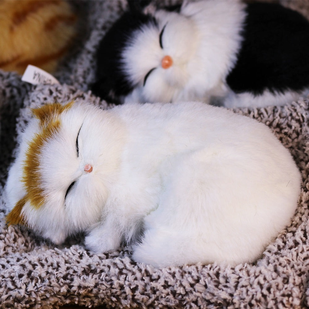 Plush Toy Realistic Sleeping Cat with Meow Sound in Four Coat Patterns for Desk or Room Display — image 13