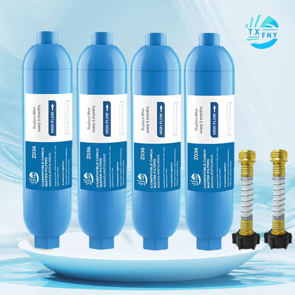 RV Water Filter with Flexible Hose Protector – Inline Hose Filter, Reduces Chlorine, Odors & Sediment, BPA-Free, for RV, Camp