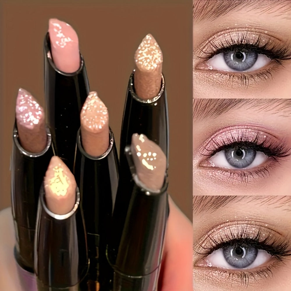 Shimmer Eyeshadow Stick Set 6 Pcs for Women – Pearl Sparkling Waterproof Long-Lasting Eye Makeup Pens with Squalane — image 1