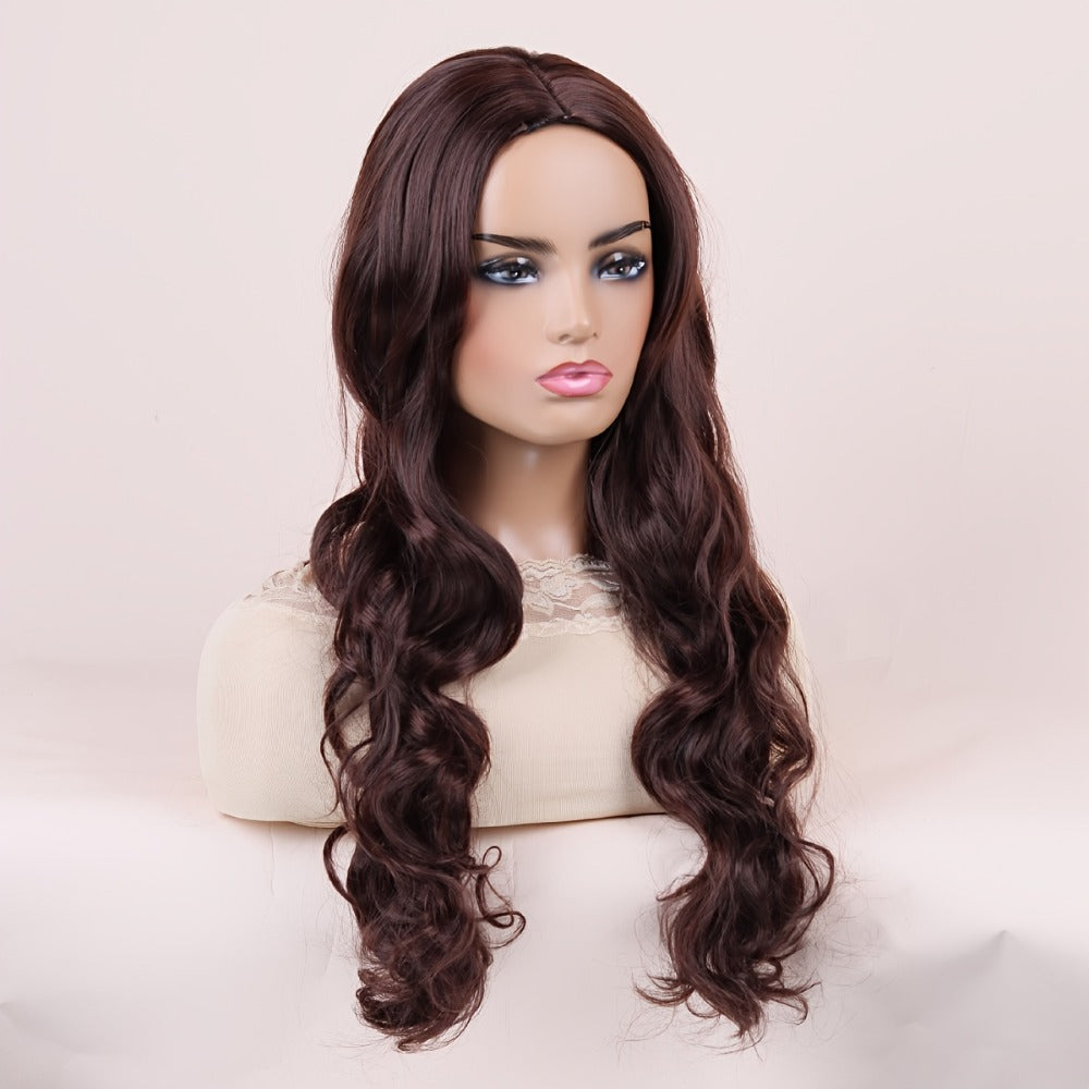 Synthetic Wig 28-Inch Big-Wave Curly Headband Style in Dark Brown or Black for Parties and Weddings — image 12