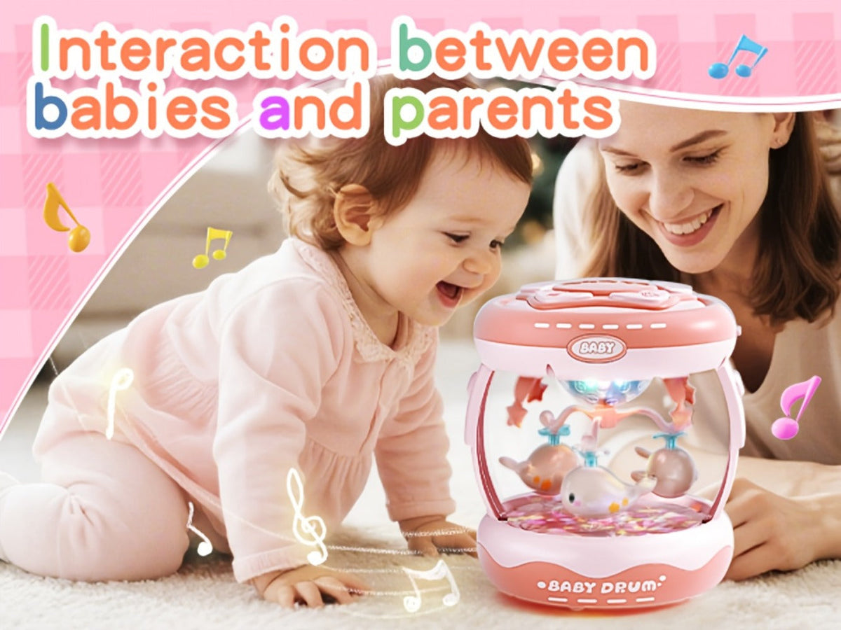 Baby Rotating Projector Music Toy 3 Months+, Interactive Animal Sounds & Lights, Multi-Functional Sensory Learning Toy for In