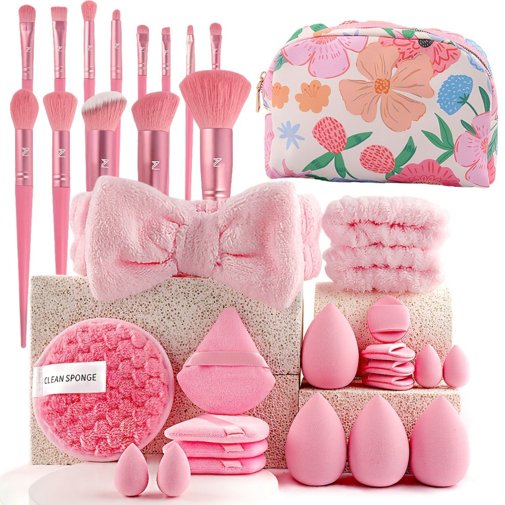 Makeup Brush Set, 46-Piece Nylon Bristle and ABS Handle Kit with Triangle Puff, Foundation Puff and Face-Eye Tools — image 2