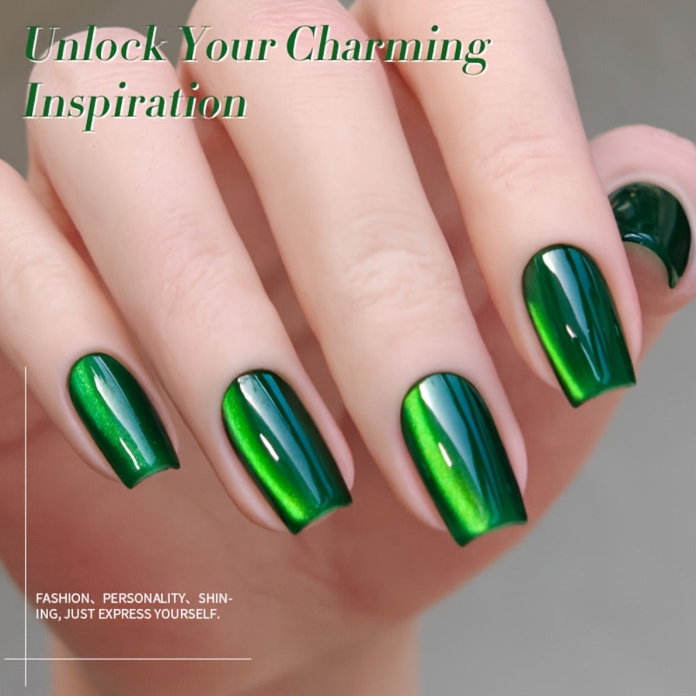 Gel Nail Polish BORN PRETTY MY269 Imperial Green 10ml Magnetic Cat Eye Shimmer in a White Bottle — image 8