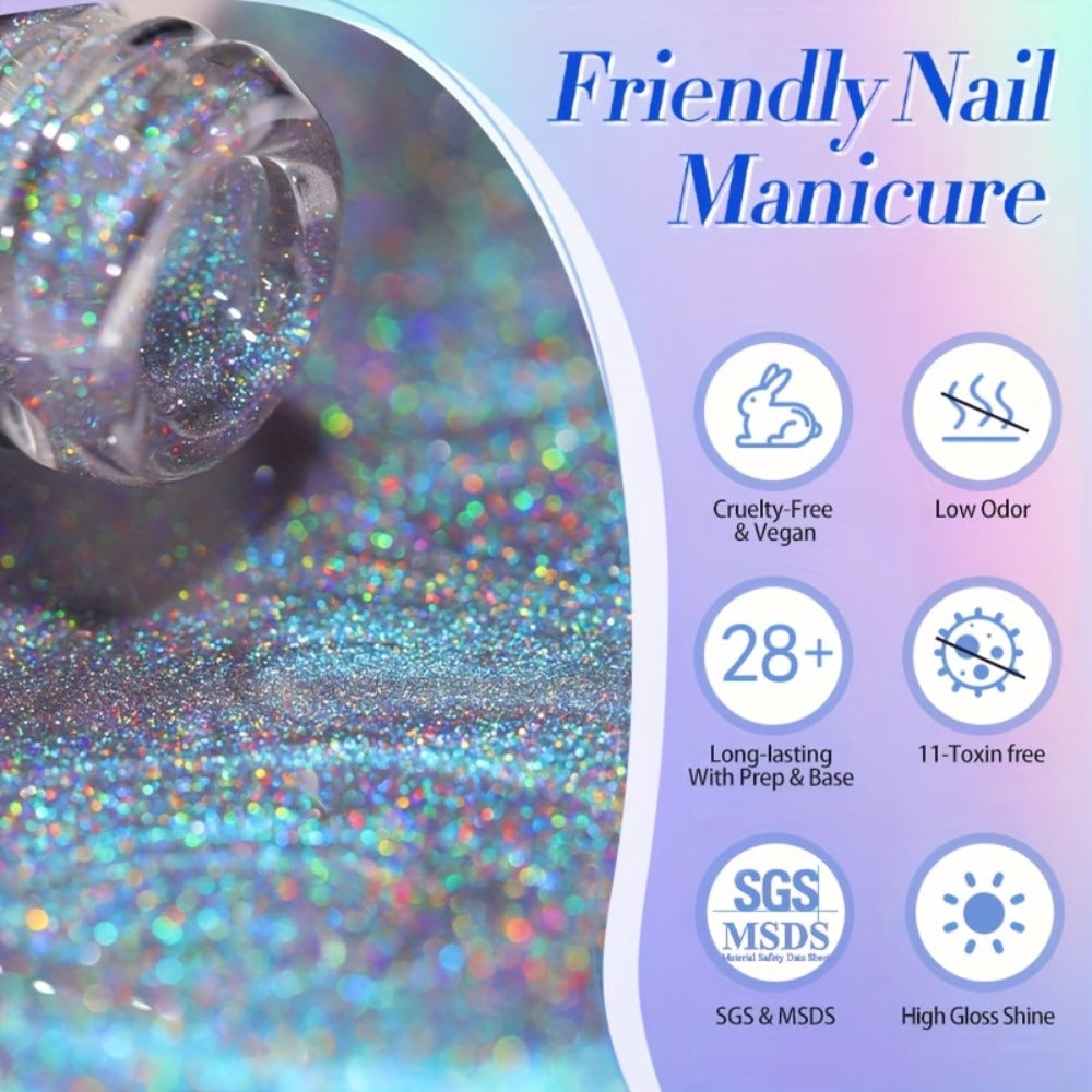 Gel Nail Polish in 10ml 9D Holographic Rainbow Cat-Eye with Magnetic Swirl and UV/LED Cure — image 18