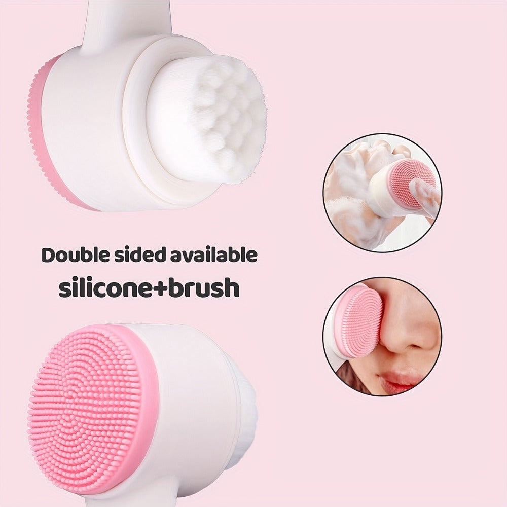 Facial Cleansing Massage Set 7Pcs Silicone Face Brush Double-Headed Roller Massager Heart Scraping Board Wristbands Hair Band
