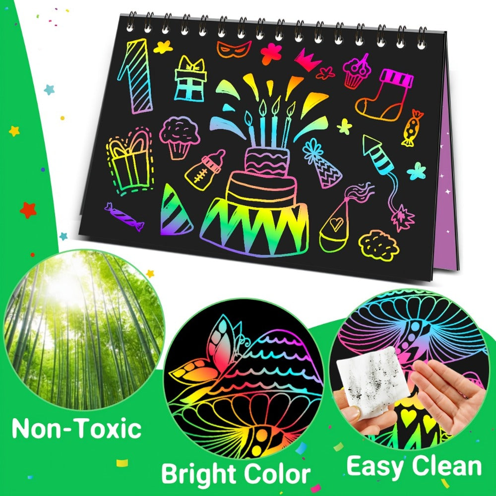 Scratch Art Notebooks 48 Pack Rainbow Scratch Paper Party Favors for Kids Birthday Gifts for Parties, Celebrations and Guest 