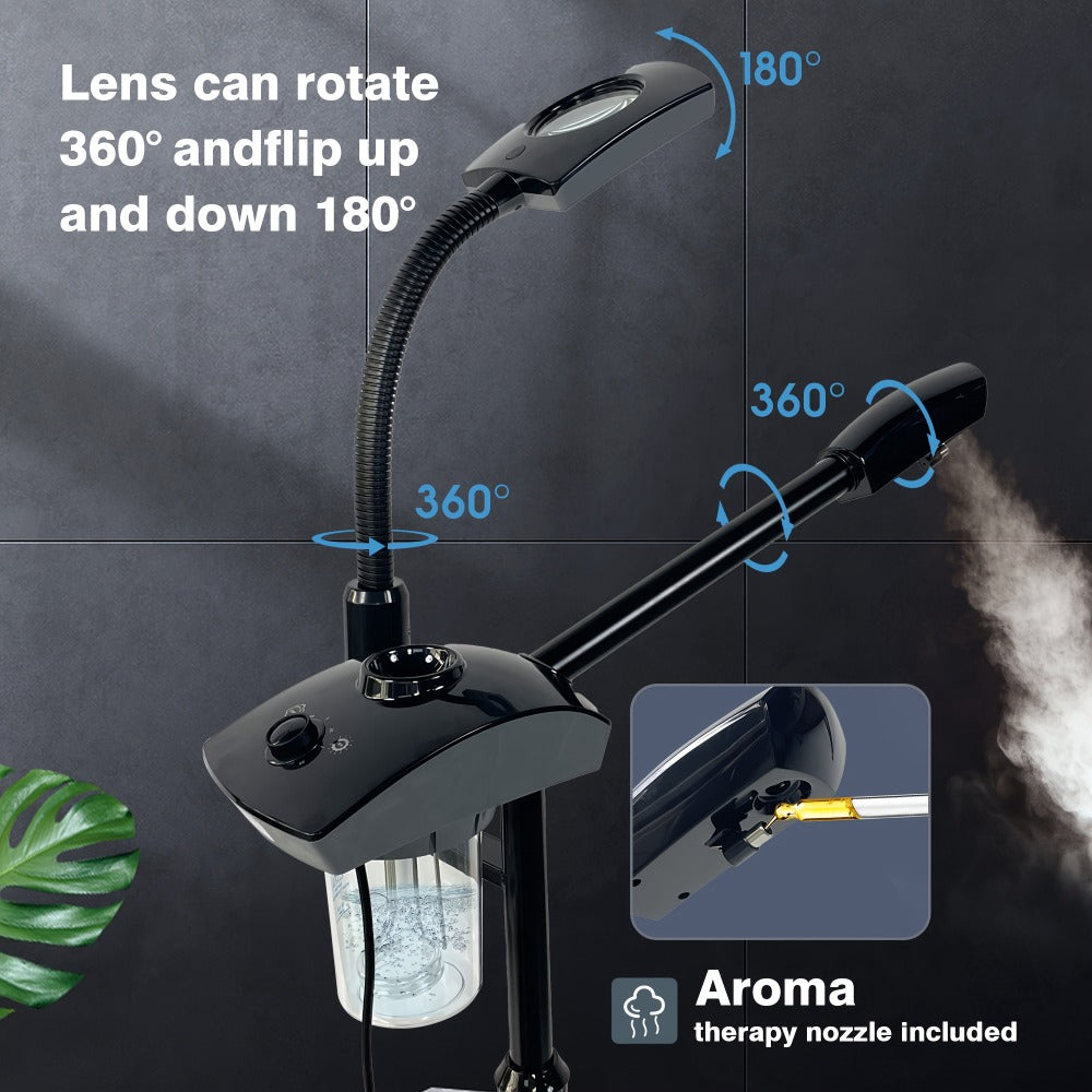 Facial Steamer with Ozone & 3X Magnifying Lamp, 2-in-1 Professional Wheeled Spa Steamer, Timer Preset — image 5