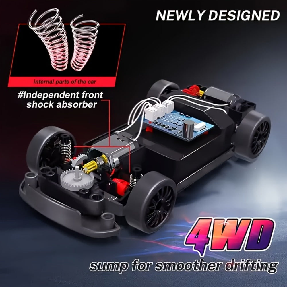 Alloy RC Drift Car 1:24 Scale 4WD 28KM/H with Drift Tires LED Lights Barricades & 2 Batteries — image 8