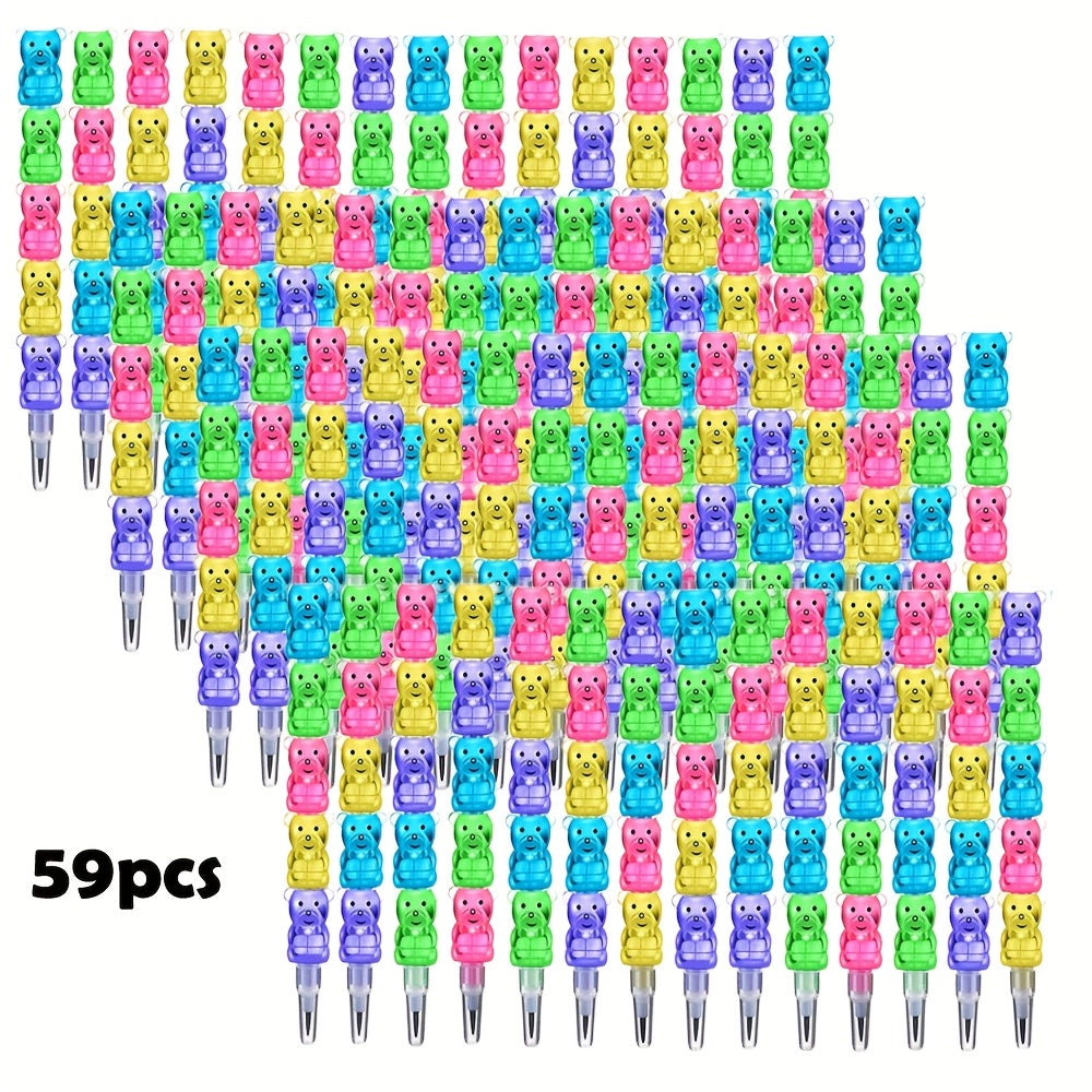 Bear Stackable Pencils 5-in-1 HB 59pcs No Sharpening Needed for Parties, Celebrations and Guest Favors — image 1