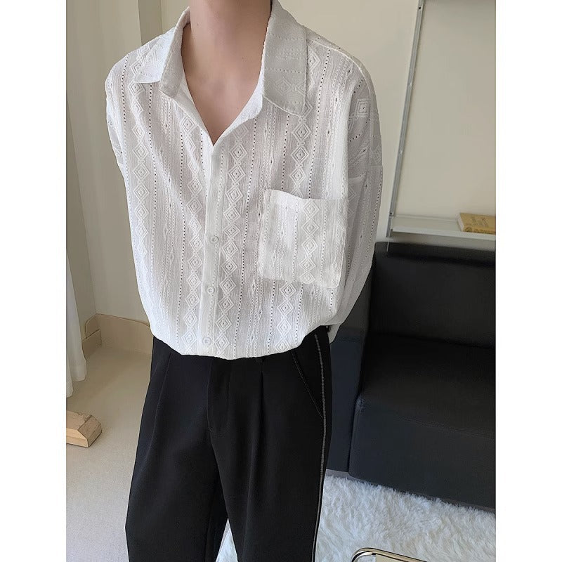 Mens HollowedOut Jacquard Shirt