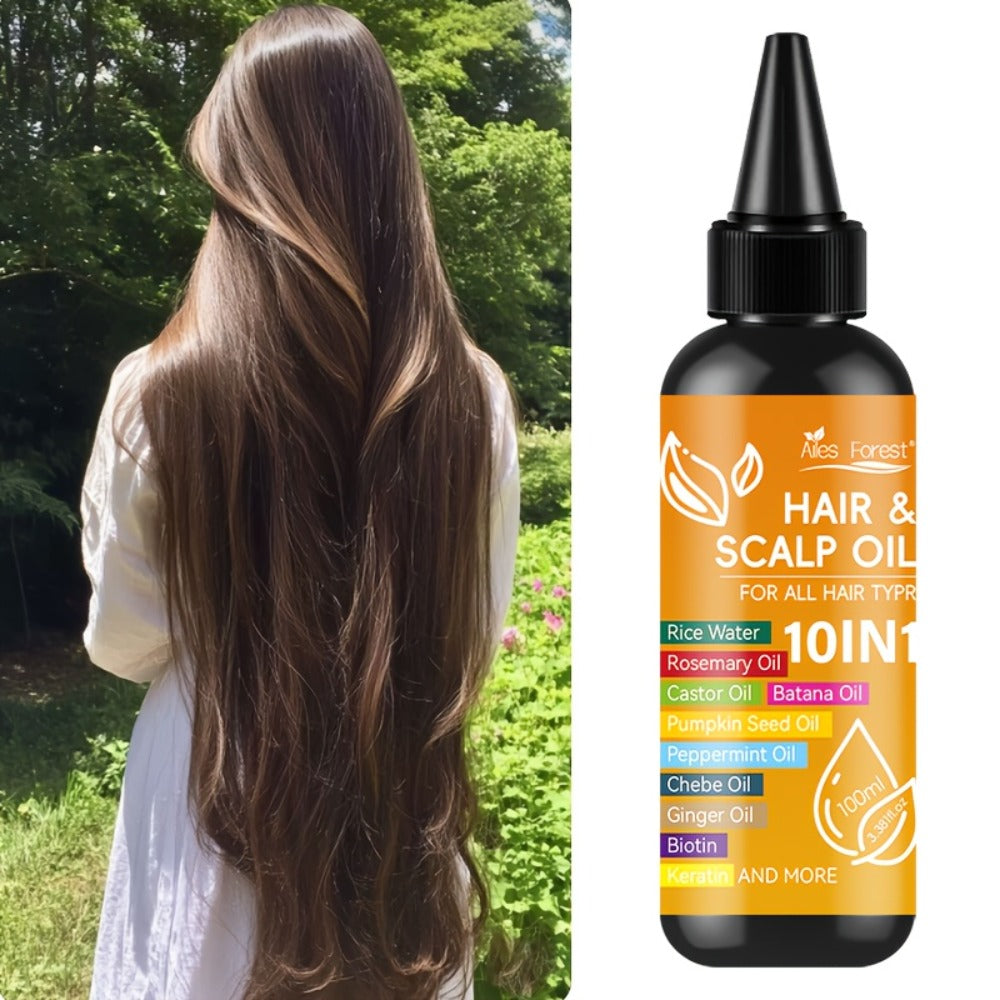 Hair Oil 10-in-1 100ml Pointed-Applicator Bottle with Ginger, Rosemary, Castor, Batana, Rice Water and Biotin — image 10