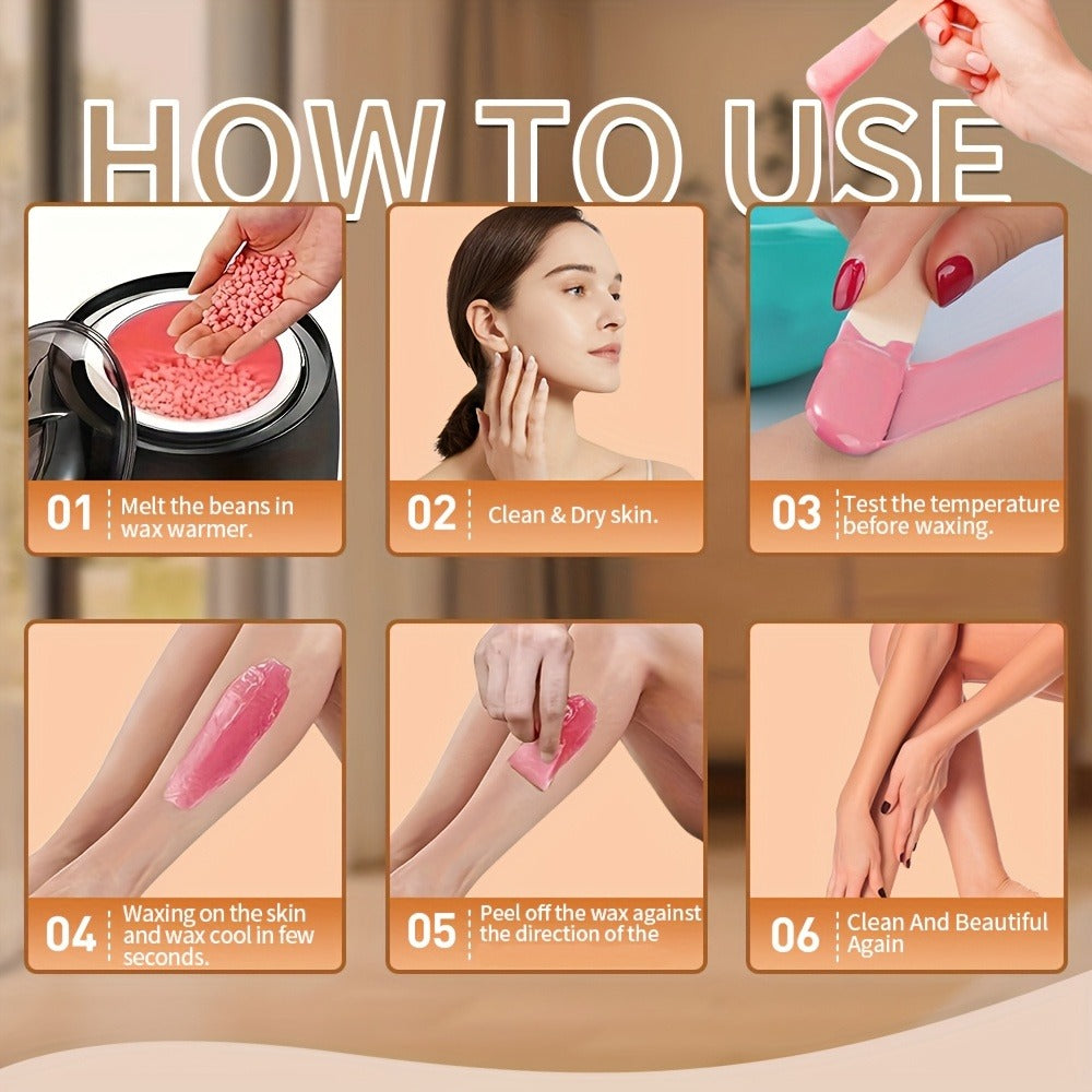 No Strip Hard Wax Beans for Brazilian Bikini Face Eyebrow Legs Underarms Full Body Hair Removal Home Waxing Kit for Women Men