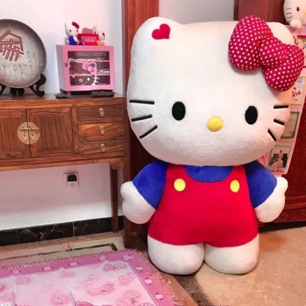 Plush Toy Hello Kitty 16-Inch Character Doll in Red-Blue or Pink-Blue Outfits for Display for Character Display, Room Decor a