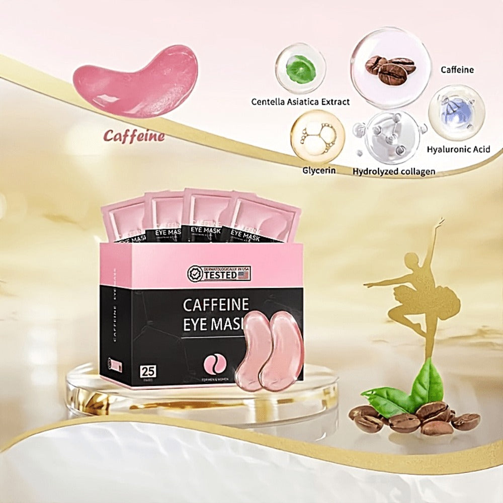 Caffeine Eye Mask 25 Pairs Under Eye Patches with Collagen Hyaluronic Acid Glycerin – Reduces Dark Circles Puffiness Firms & 
