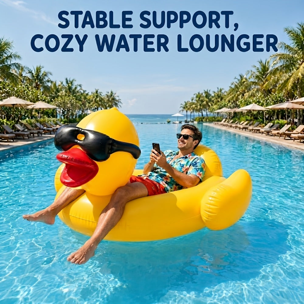 Giant Yellow Duck Pool Float, 67-Inch Ride-On Inflatable with One 16-Inch Beach Ball for Pool Parties — image 6
