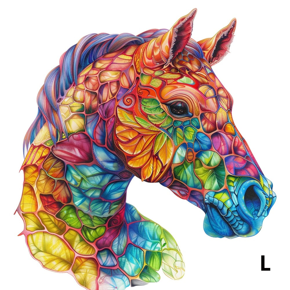 Colorful Horse Wooden Jigsaw Puzzle with Irregular Pieces and S, M and L Size Options from 4.92 to 11.02 Inches — image 8