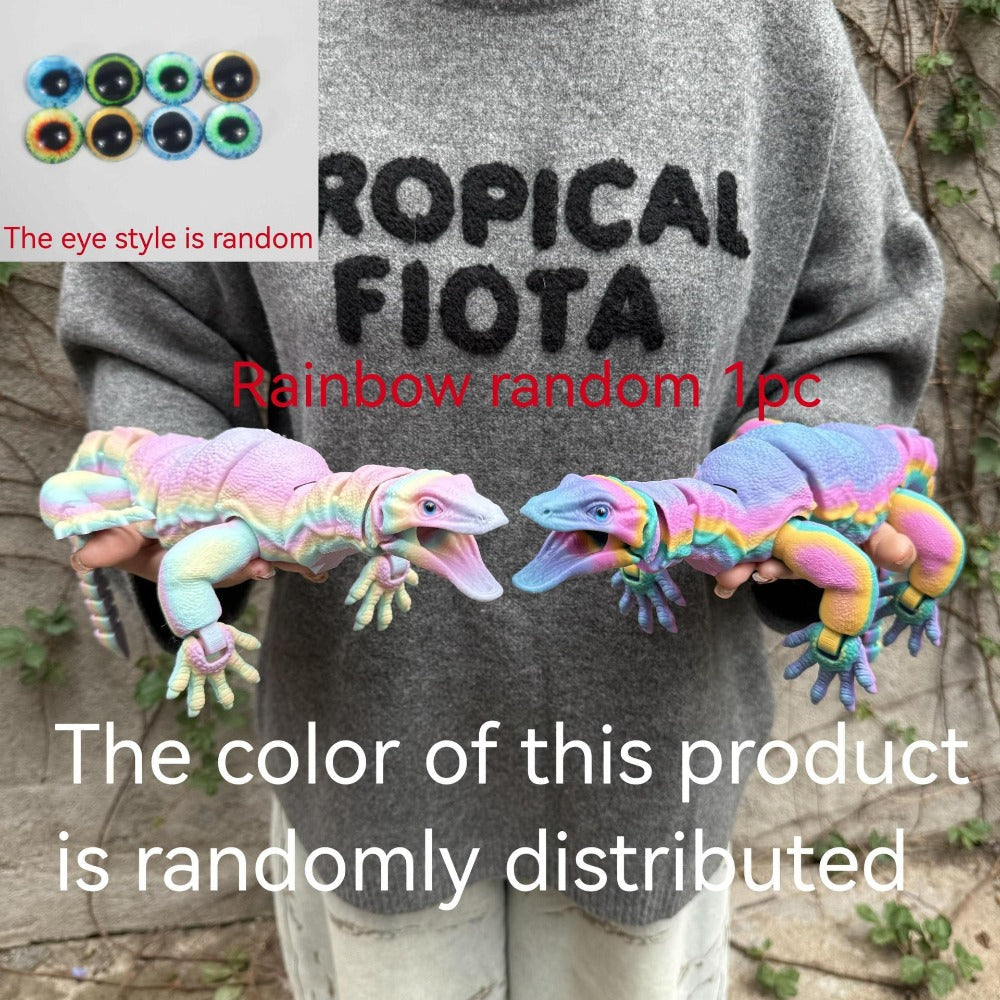 Giant Lizard Figurine 21 Inch 3D Printed – Realistic Reptile Animal Model Openable Mouth Easy 3-Part Assembly 7 Color Styles 
