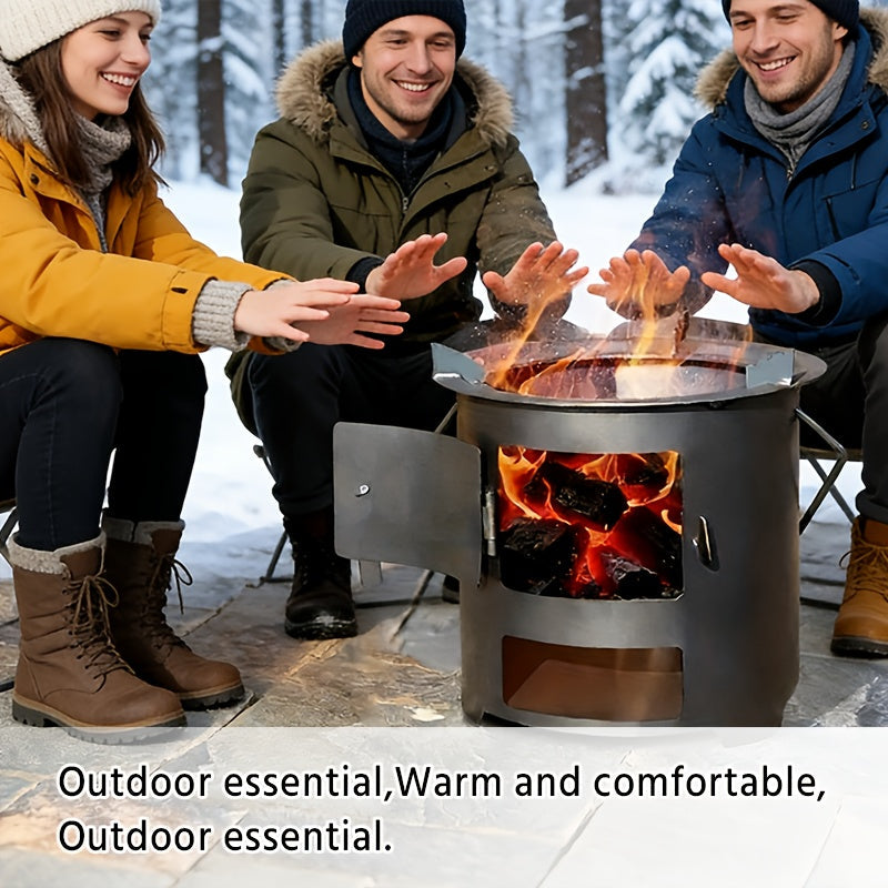 Wood Burning Stove, Portable Camping Charcoal BBQ Cooking Tea Heating for Grilling, Camping and Outdoor Meals — image 7