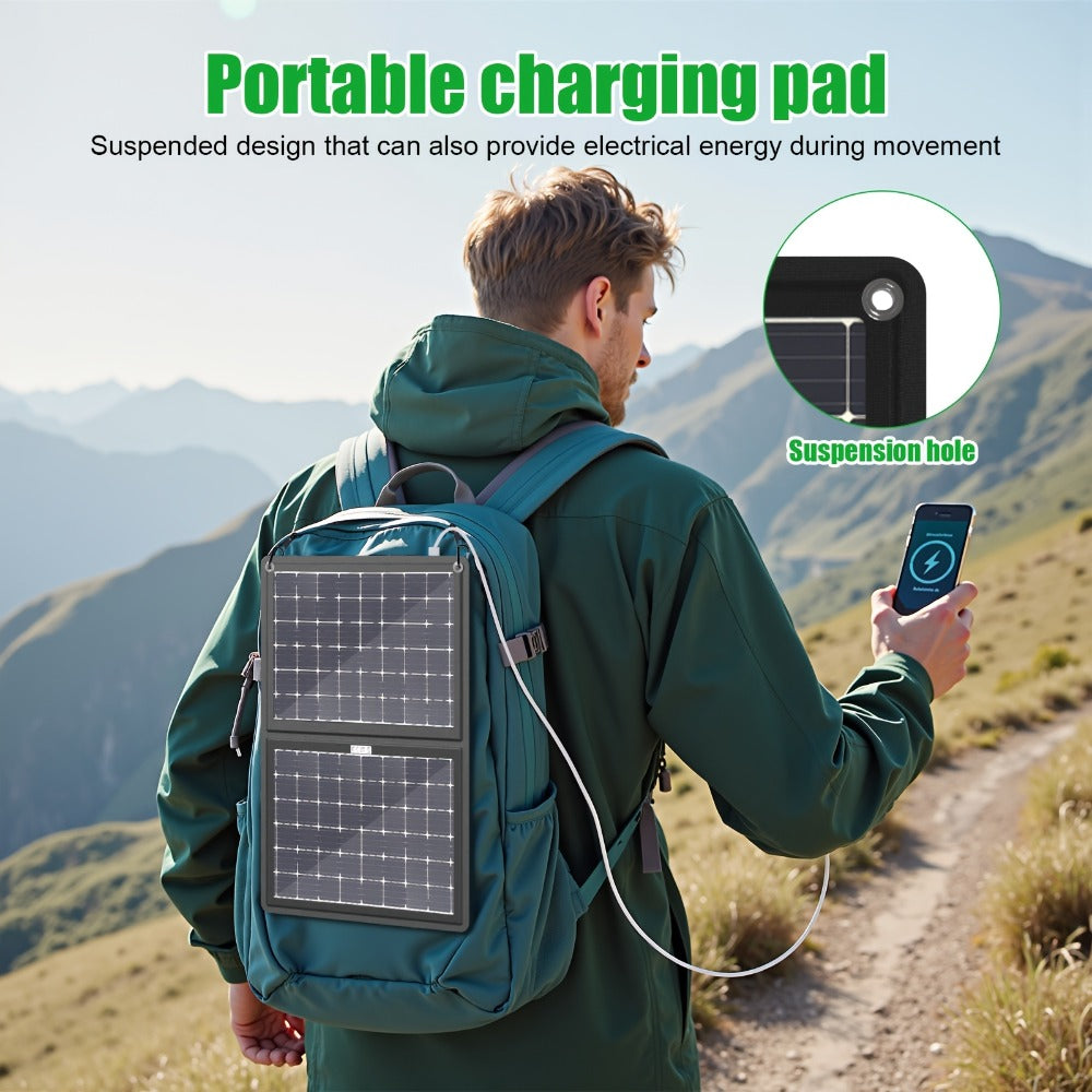30W Foldable Solar Charging Panel – 2-in-1 Portable Design, USB Port, Fast Charge for Smartphones, Tablets & Action Cameras —