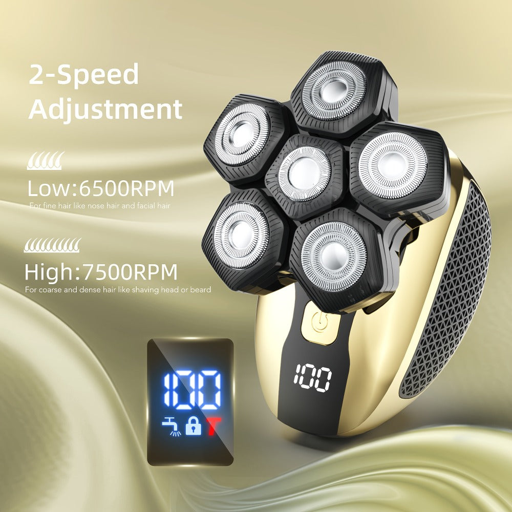 Electric Head Shaver for Bald Men 7D 7 Floating Heads – All-in-One Grooming Kit with Nose Hair Trimmer & Facial Cleaning Brus