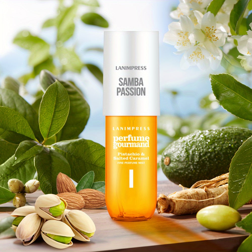 Hair & Body Perfume Mist for Women 3oz Samba Passion Gourmand Sweet Fragrance Spray Moisturizing Long Lasting Dual Use Fine M