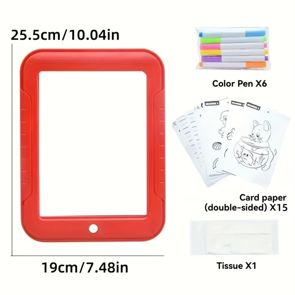 Light Up Drawing Board for Kids LED Doodle Art Set with Colorful Markers & 30 Cards Ages 3-8, Battery-Powered Glow Writing Bo