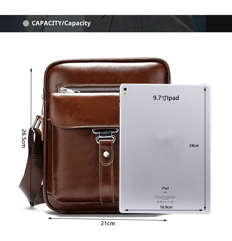 Men's Leather Messenger Bag Vintage Casual First Layer Cowhide