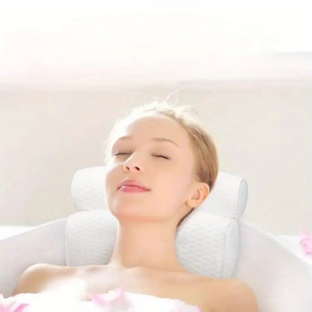 Two-Piece Bathtub Neck and Back Cushion with Six Suction Cups, Hanging Hook and White Mesh Cover — image 10