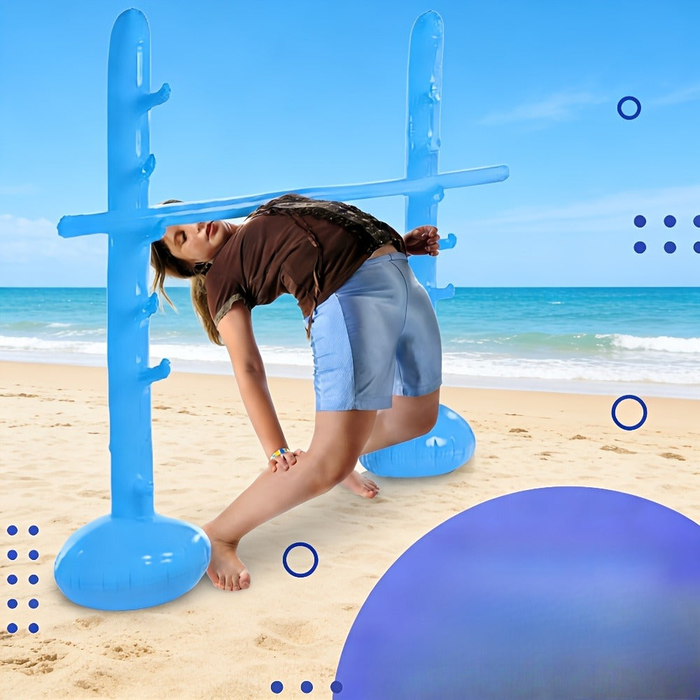 Blue Inflatable Limbo Game with Two Weighted-Base Uprights and Horizontal Bar for Outdoor Parties — image 6