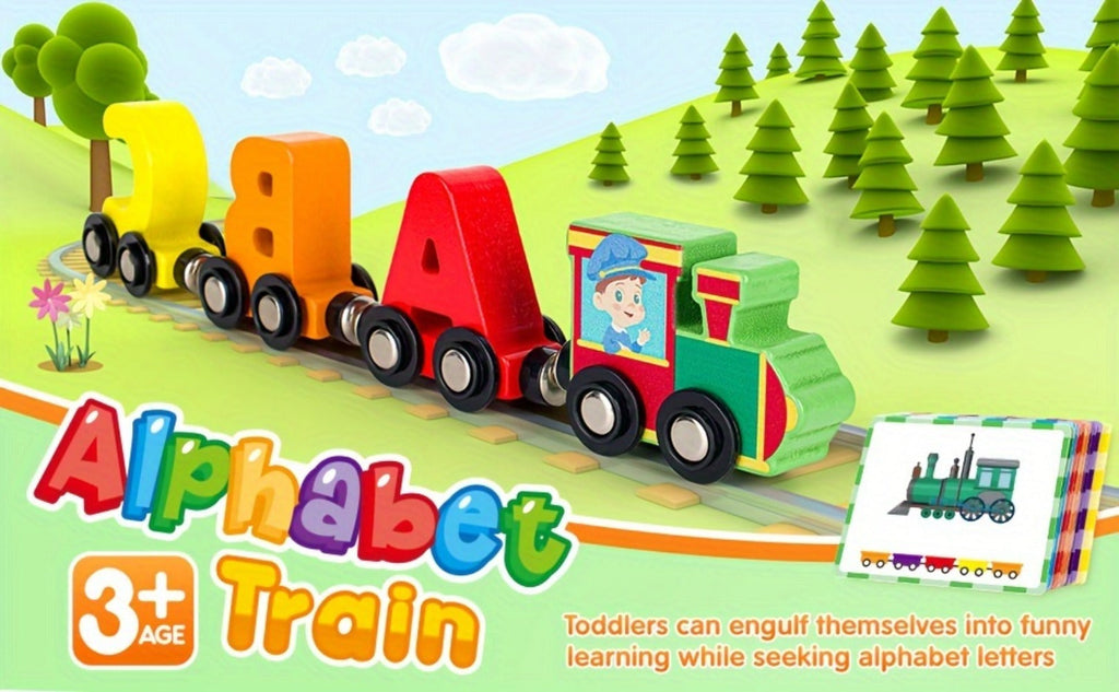 Magnetic Wooden Alphabet Train Set 27PCS ABC Letter Learning Toy with 42 Double-Sided Flash Cards — image 9