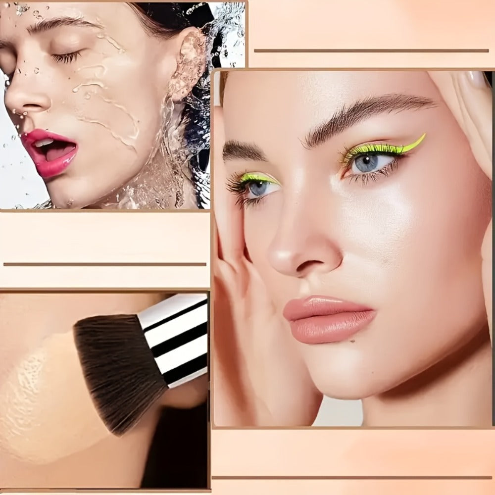 Color-Shifting Liquid Foundation and Flat-Top Brush Kit with Natural Finish and Buildable Coverage — image 8