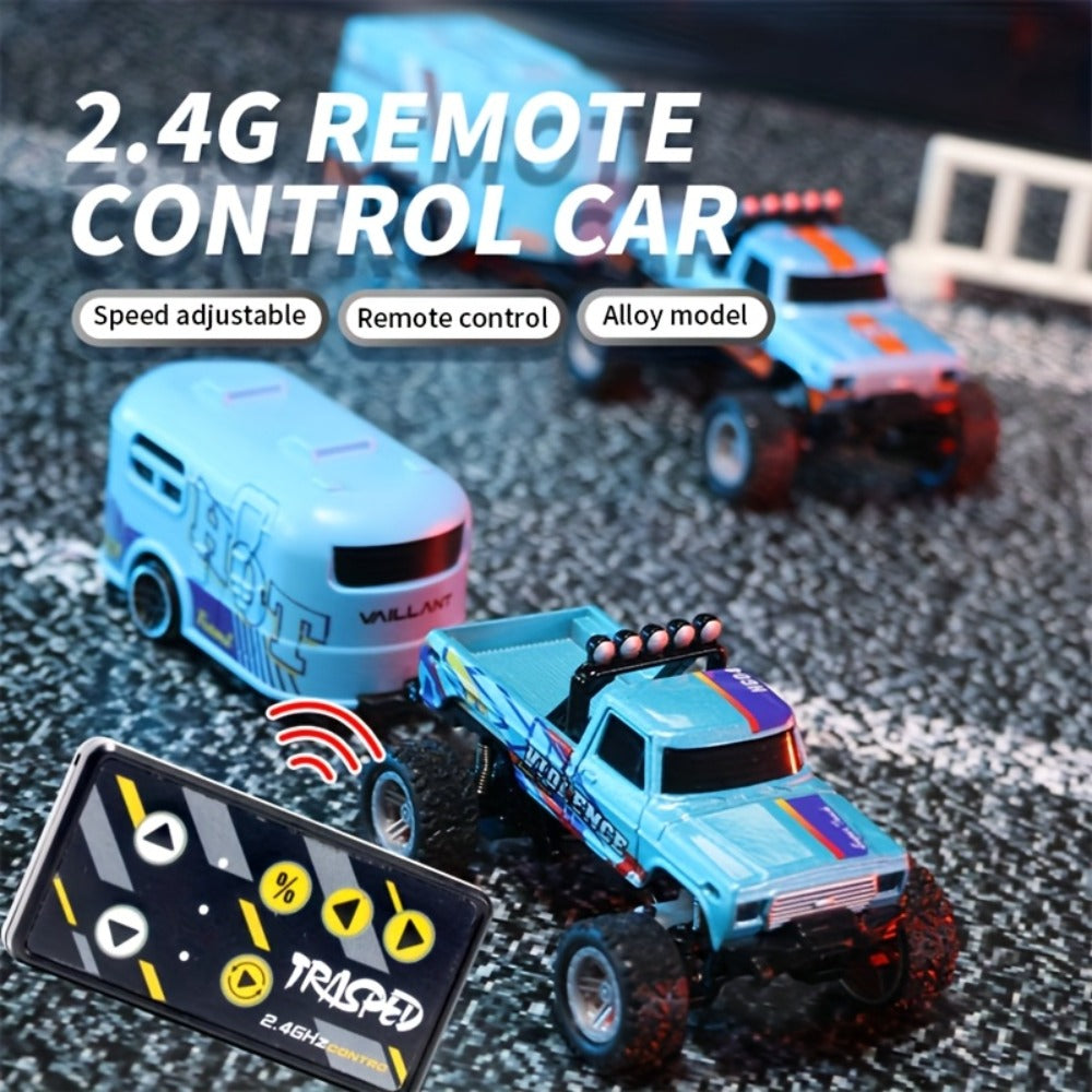 Mini RC Monster Truck 1:64 Scale with Matching Trailer, 2.4GHz Controller, LED Details and Three Color Options — image 11