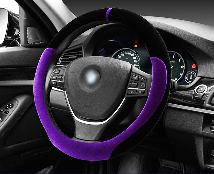 Winter short plush flocking steering wheel cover