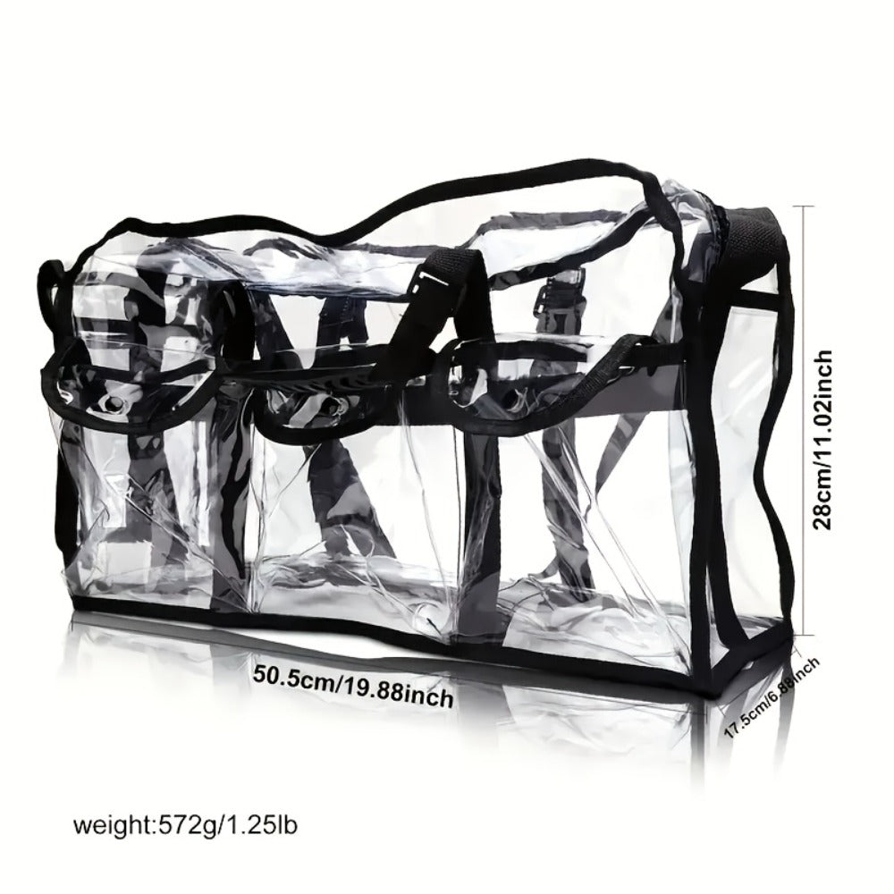 Stadium Approved Clear PVC Tote Bag Extra Large Transparent Shoulder Bag 3 External Pockets Adjustable Straps Waterproof for 