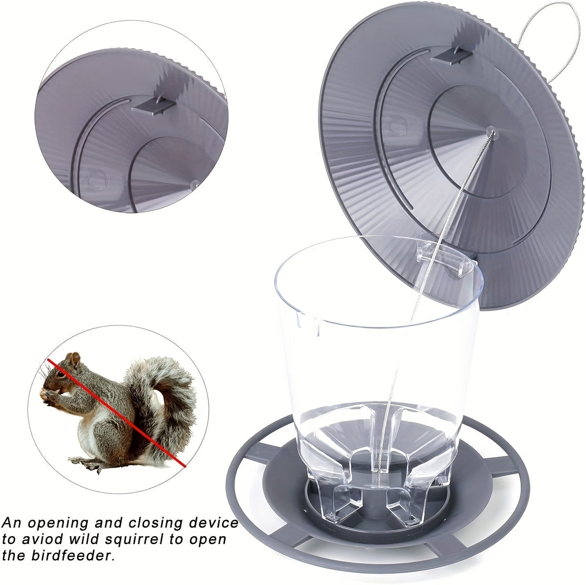 Hanging Bird Feeder with Tiered Roof, Clear Seed Chamber and Brown, Grey or Green Finish Options — image 10