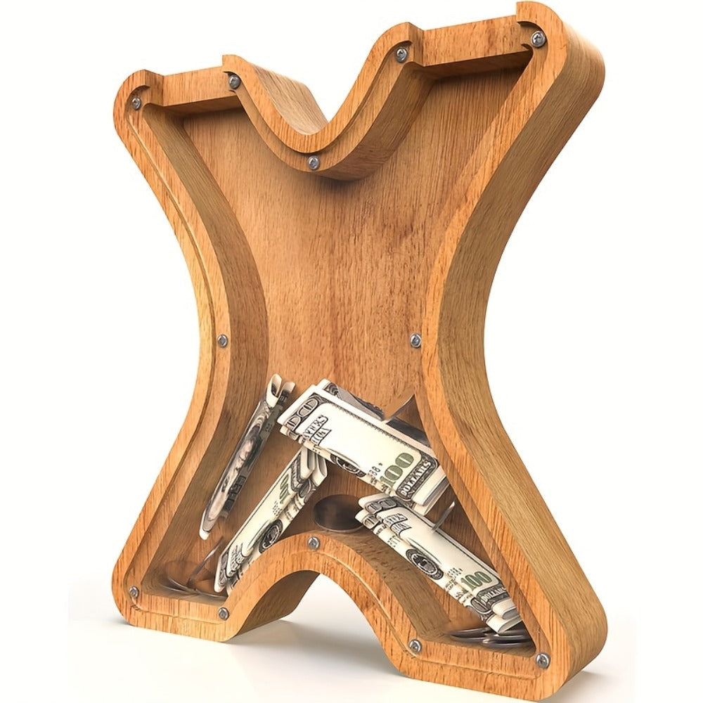 Wooden Letter Penny Bank – Alphabet Coin Bank Savings Box for Kids & Adults, Personalized Money Bank Birthday Gift — image 29