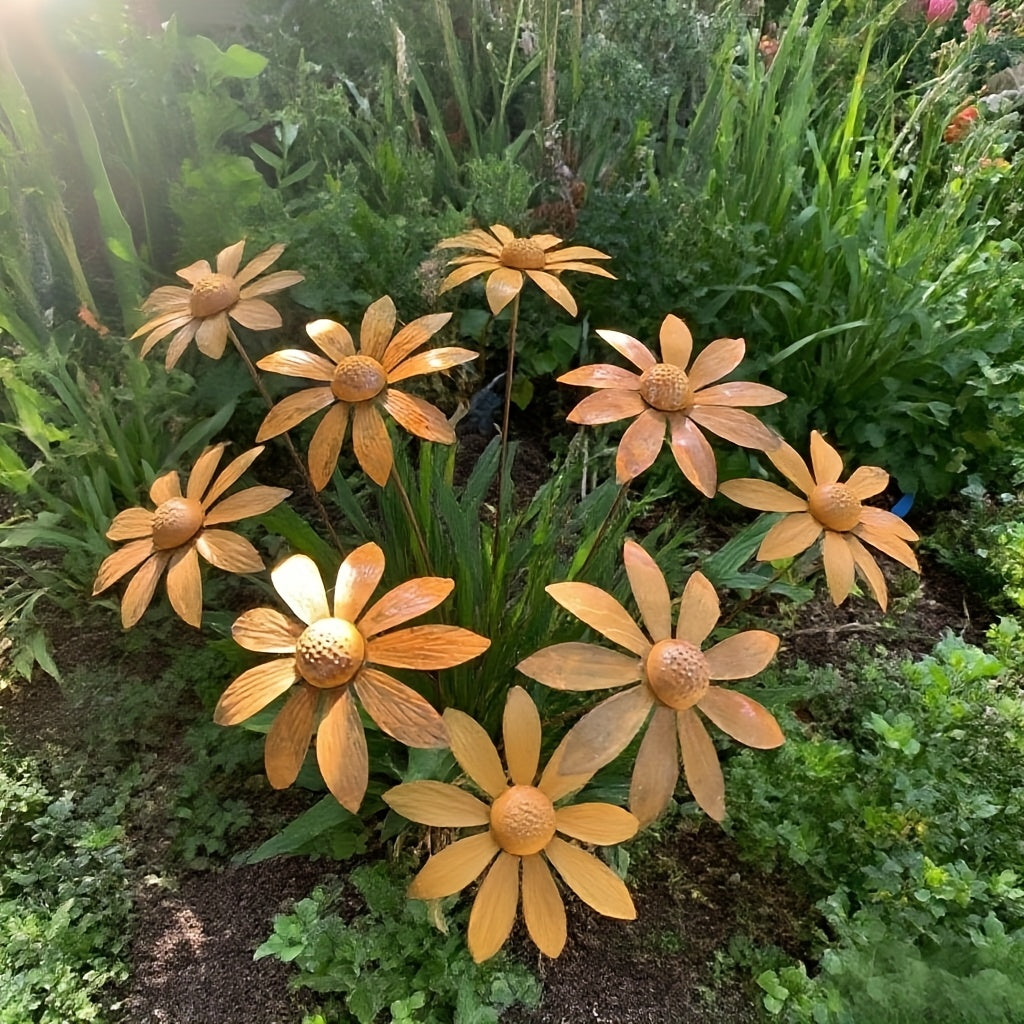 Rustic Metal Daisy Garden Stake with Chamomile or Daisy Flower Style for Pots, Beds and Yard Displays — image 2
