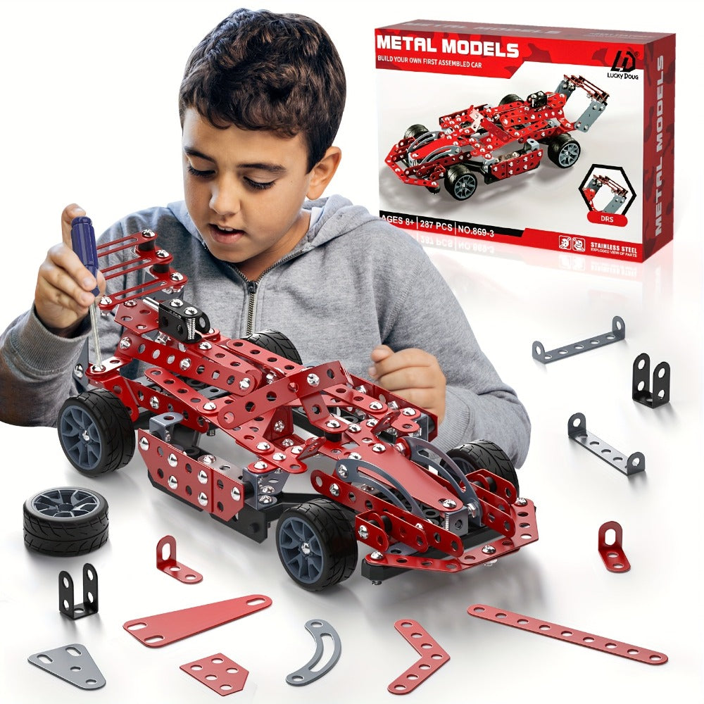 STEM Building Kit Model Car 283-287 Pcs Motorized Assembly Vehicle Toy with Tires & Openable Hood — image 6