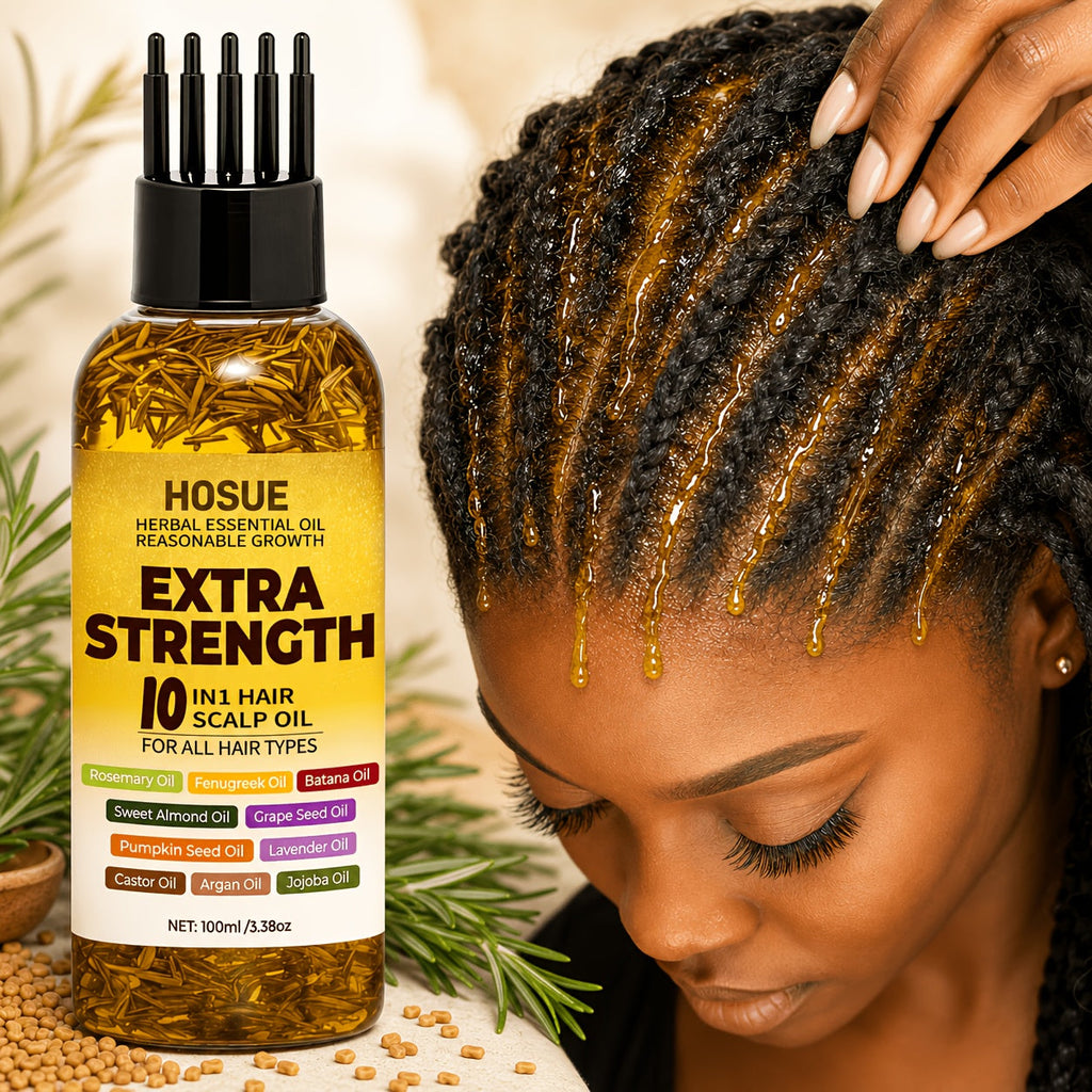 Hair Growth Oil 10-in-1 Botanical Herbal Blend Batana Rosemary Fenugreek Castor Red Onion Ginseng Turmeric Pumpkin Seed Nouri