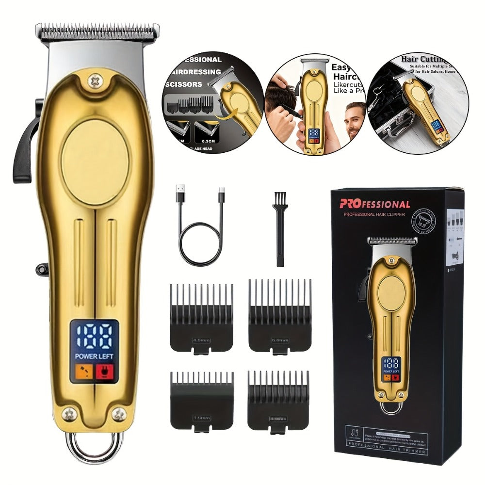 Cordless Hair Clipper Set for Men & Women – Professional Wireless Barber Clippers with T-Blade Trimmer, LED Screen, Adjustabl