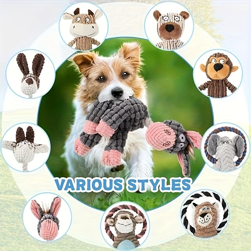 Dog Toy Plush Rope Animal-Print Squeaker Set with Random 6, 8 or 10-Piece Options and No Batteries — image 3
