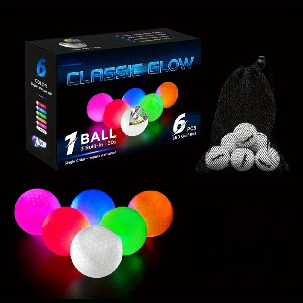 LED Golf Balls Glow in the Dark, Ultra-Bright 3-LED Night Golf Balls with 8-Min Reset Timer & Mesh Bag — image 2