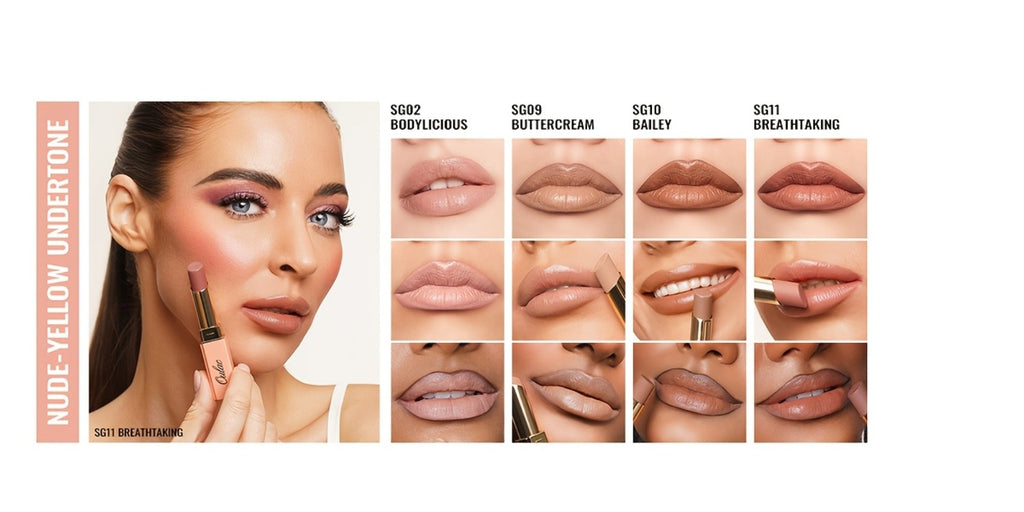 Oulac Nude Satin Lipstick Set 12g Each – Lightweight Moisturizing Full Coverage Cream-to-Satin Formula, Skin-Flattering Nude 