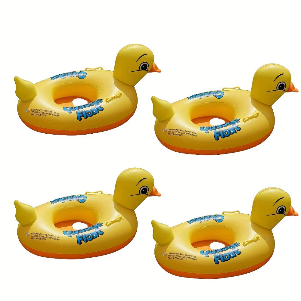 Pool Float Duck-Shaped Ring with Two Built-In Handles and One, Two or Four-Piece Pack Selections — image 3