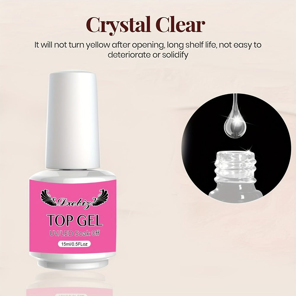 Gel Nail Polish 3-Piece Base and Top Coat Kit with No-Wipe Glossy, Matte and Base Gel for UV/LED Soak-Off Manicures — image 3