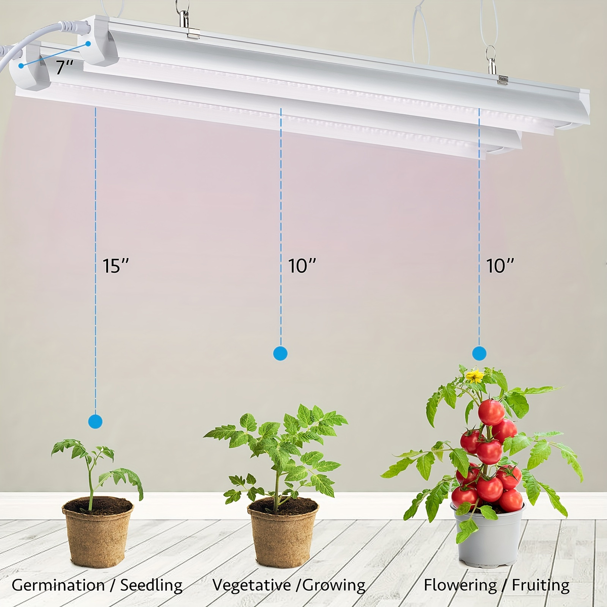 T8 Grow Light Strips 4ft 6-Pack Full Spectrum 270W, Pink White Spectrum LED 1620W Equivalent — image 6