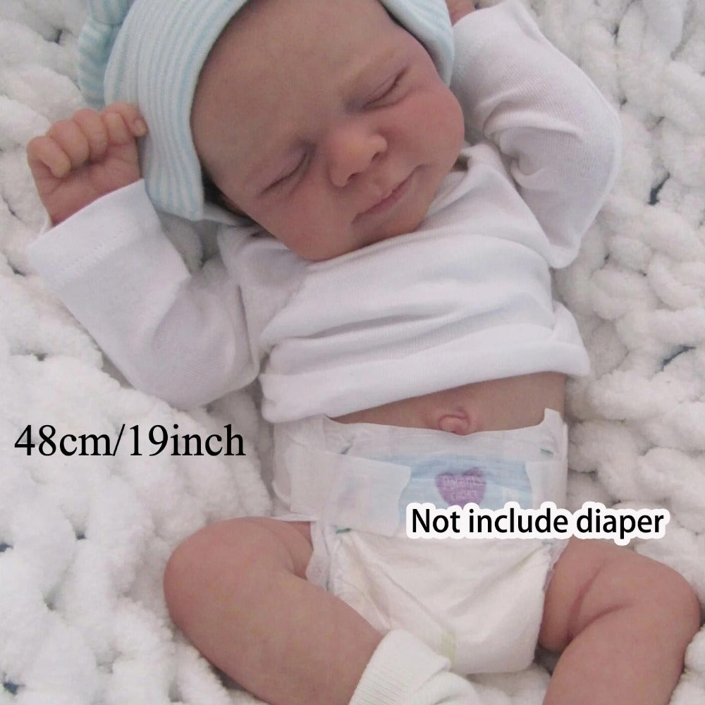Reborn Baby Doll 19-Inch Full Vinyl Sleeping Design with Painted Hair, Closed Eyes, Mint Outfit and Accessories — image 1